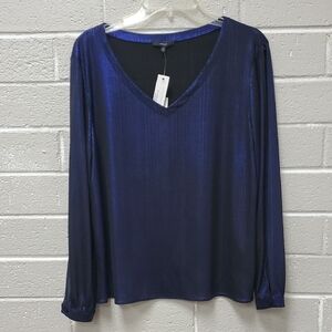Elegant Blue V-Neck Women's Top
